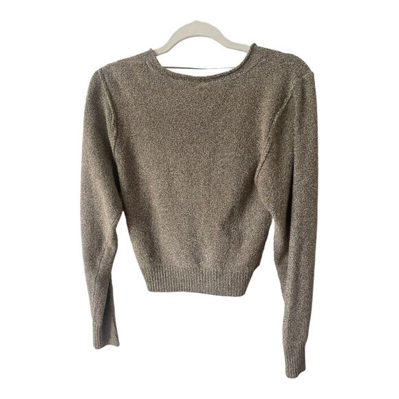 Free People Going For Gold Sweater Slouchy Faux Wrap Metallic Size Small - Picture 4 of 12